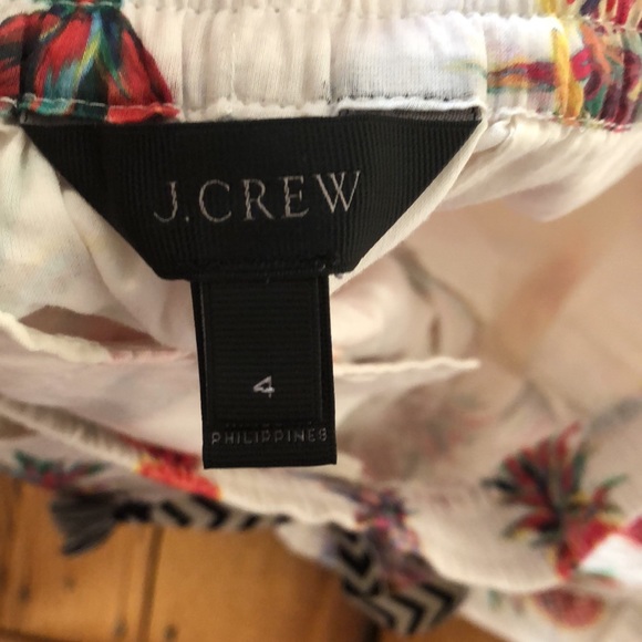 WOMEN'S J CREW SEASIDE PULL ON PANTS IN WHITE RATTI PAINTED PINEAPPLES - Picture 7 of 7